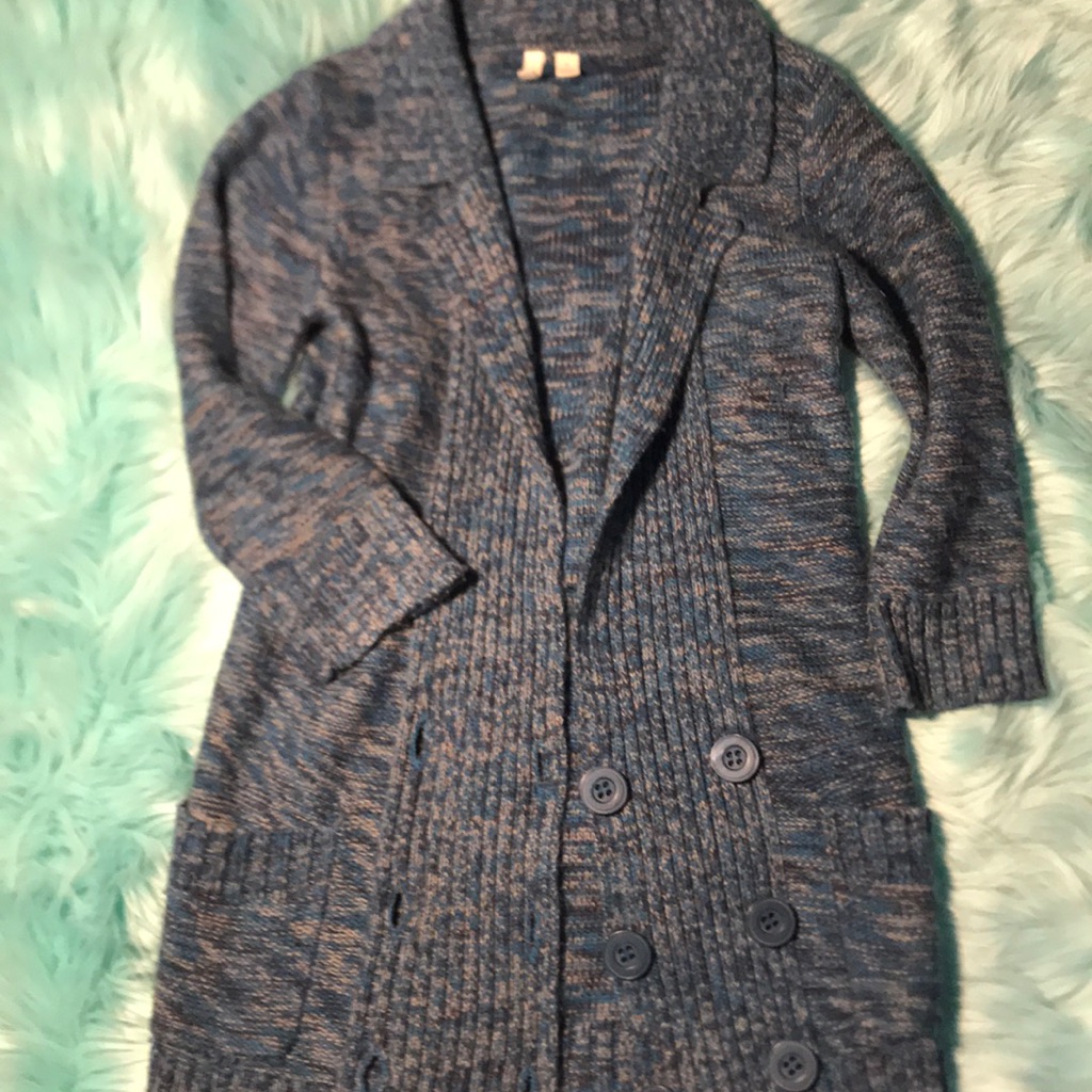 Heather Blue And Gray Cardigan